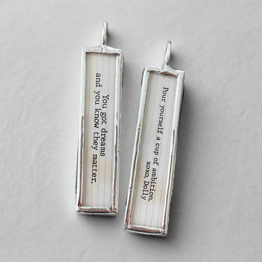 9 to 5 Dolly Parton Lyric Stick Soldered Art Jewelry Charm