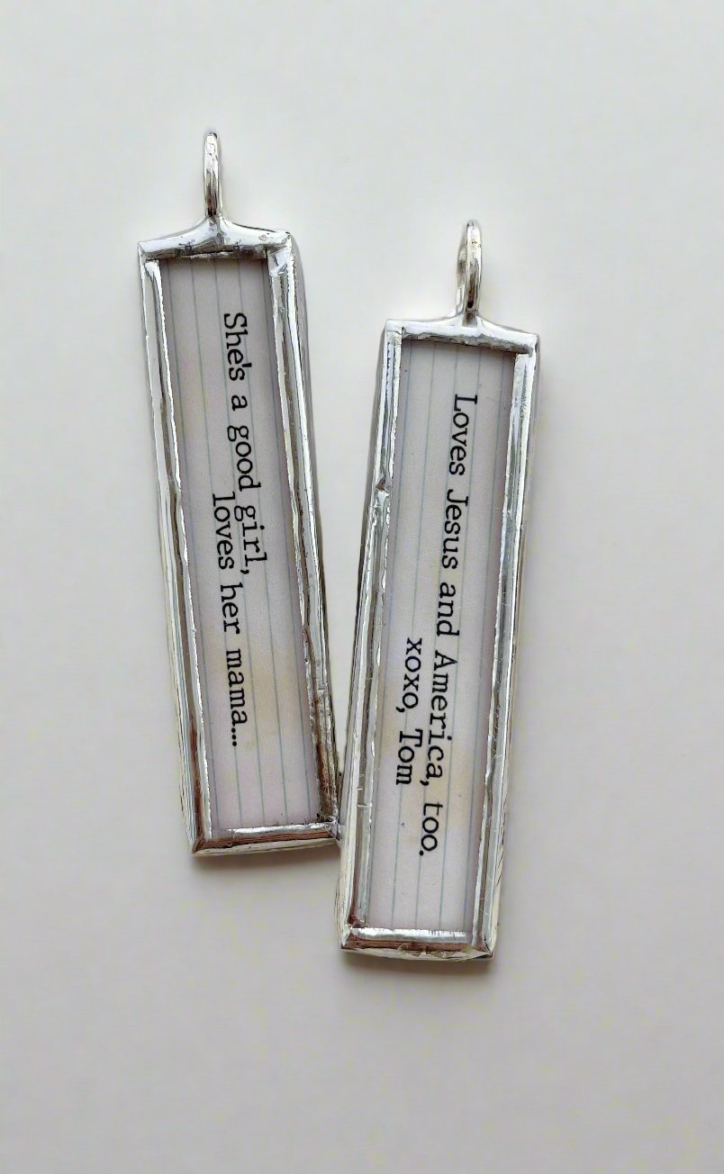 Free Fallin' Tom Petty Lyric Stick Soldered Art Jewelry Charm