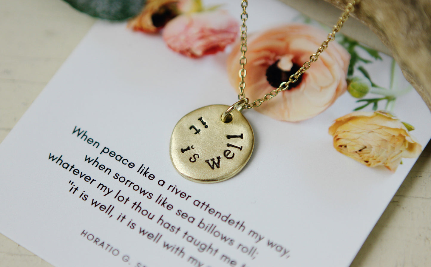 It Is Well Hand Stamped Scripture Necklace