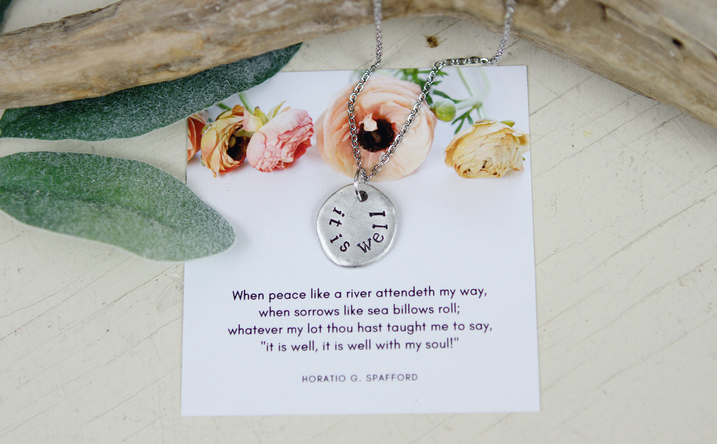 It Is Well Hand Stamped Scripture Necklace