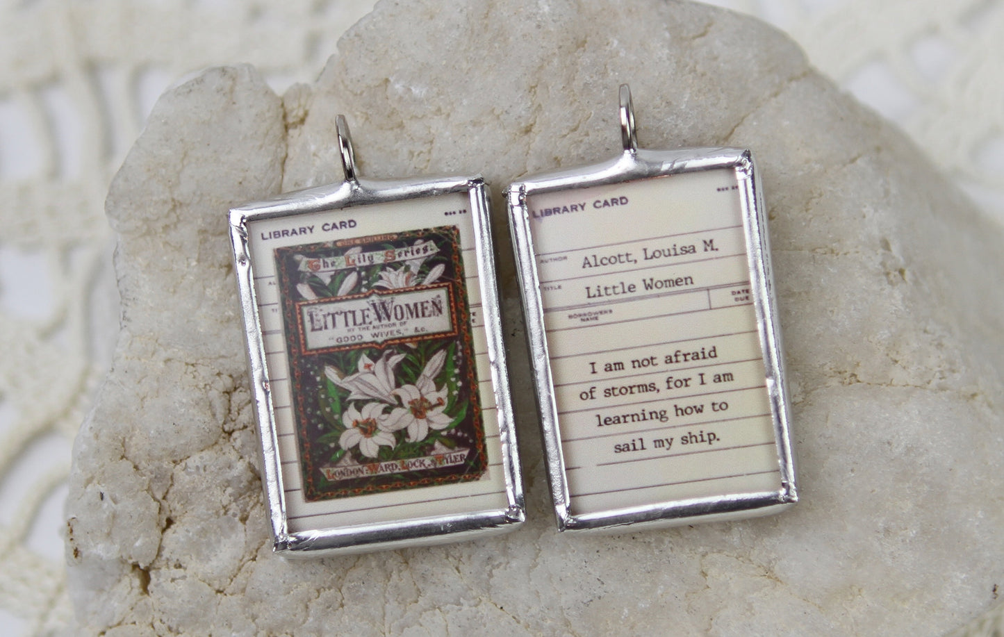 Little Women Book Cover Quote Soldered Art Jewelry Charm or Necklace