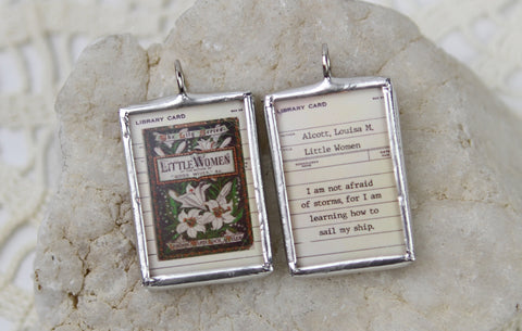 Little Women Book Cover Quote Soldered Art Jewelry Charm or Necklace
