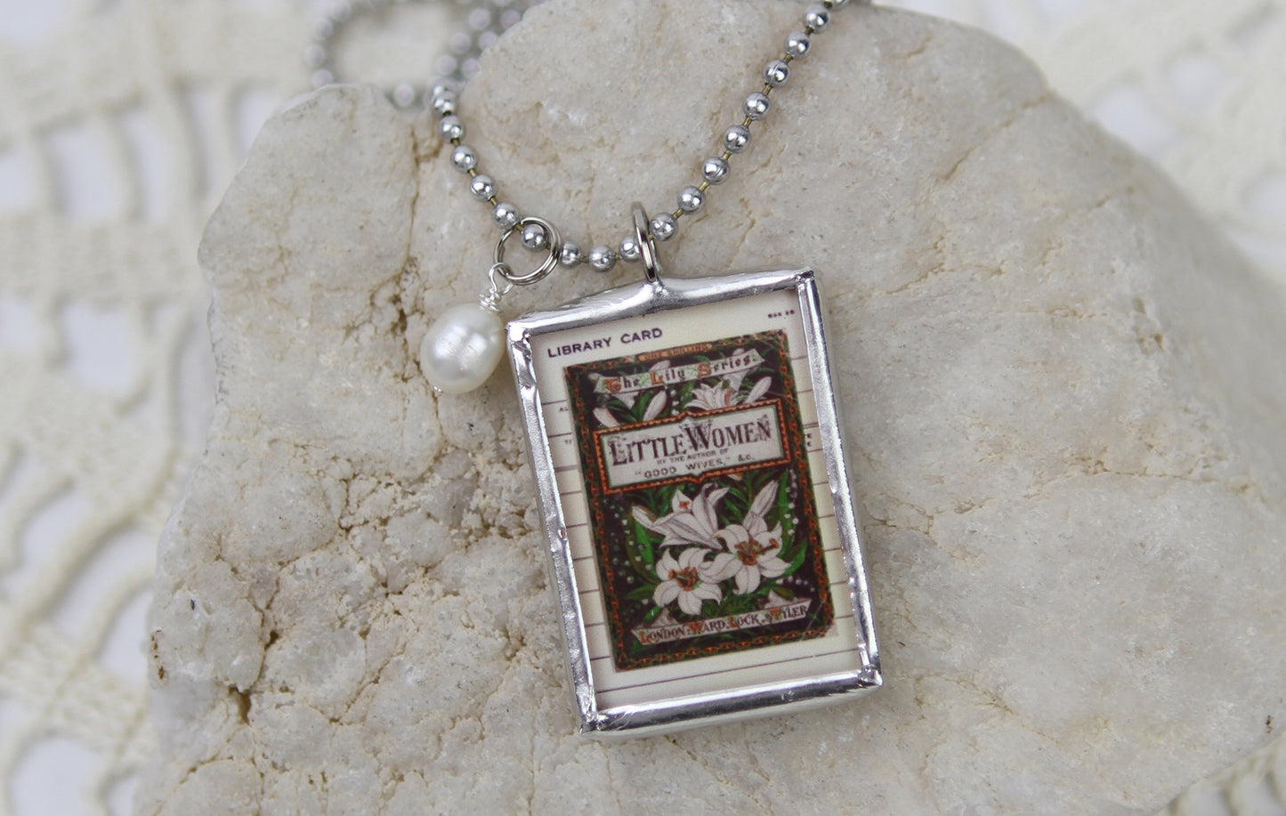 Little Women Book Cover Quote Soldered Art Jewelry Charm or Necklace