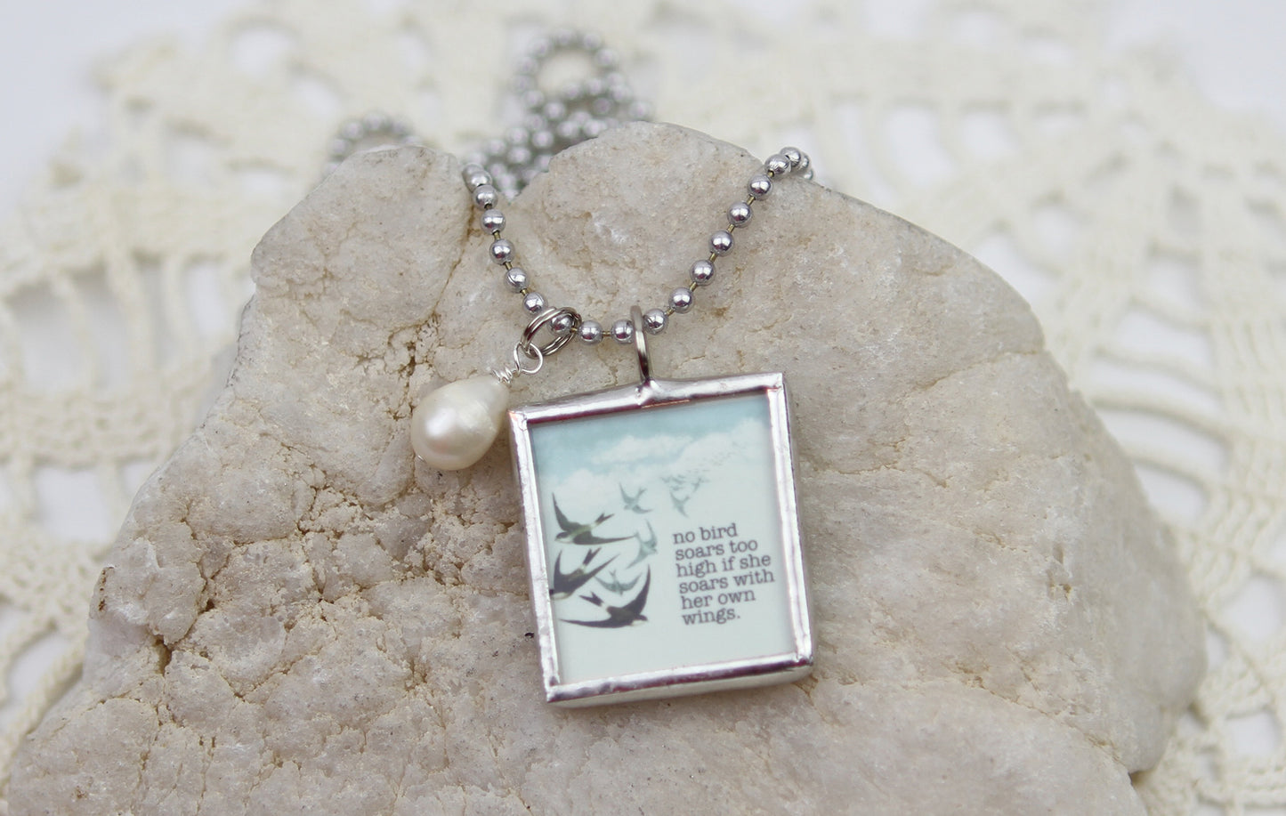 Because You're In The World Inspirational Soldered Art Jewelry Charm or Necklace