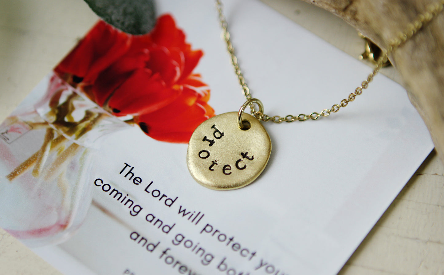 Protect Hand Stamped Scripture Necklace