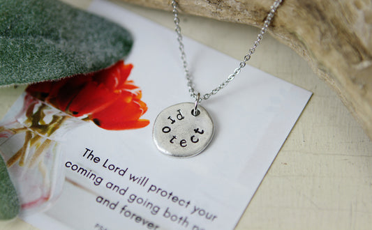 Protect Hand Stamped Scripture Necklace