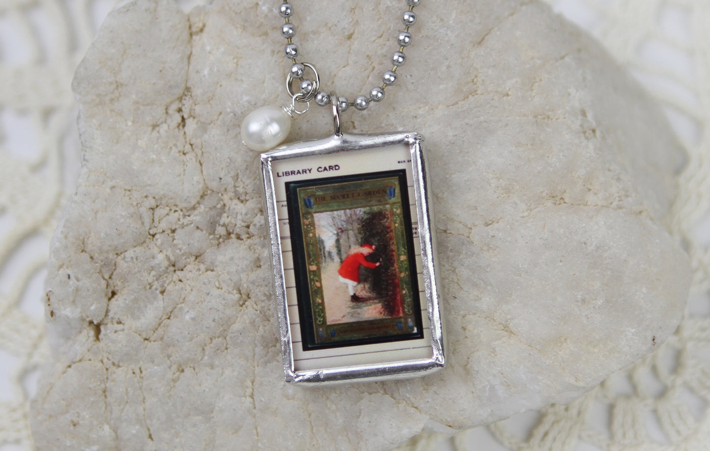 The Secret Garden Book Cover Quote Soldered Art Jewelry Charm or Necklace