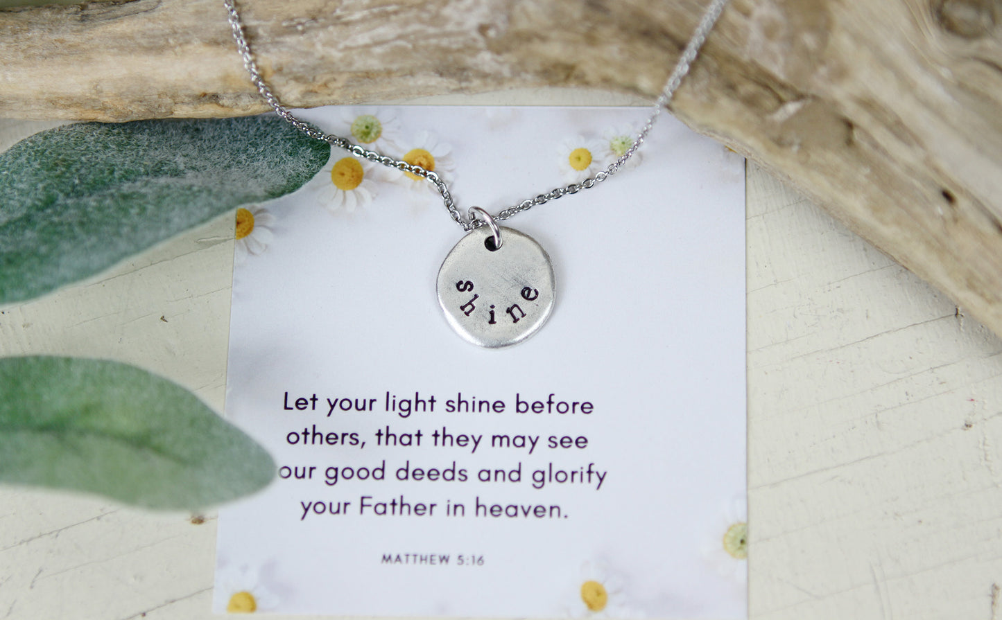 Shine Hand Stamped Scripture Necklace