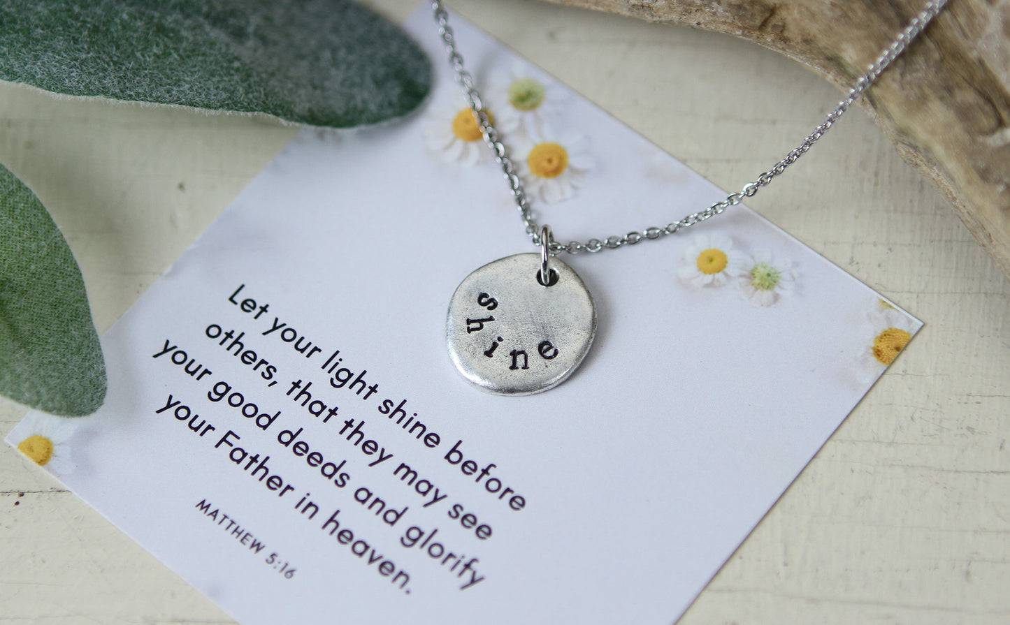 Shine Hand Stamped Scripture Necklace