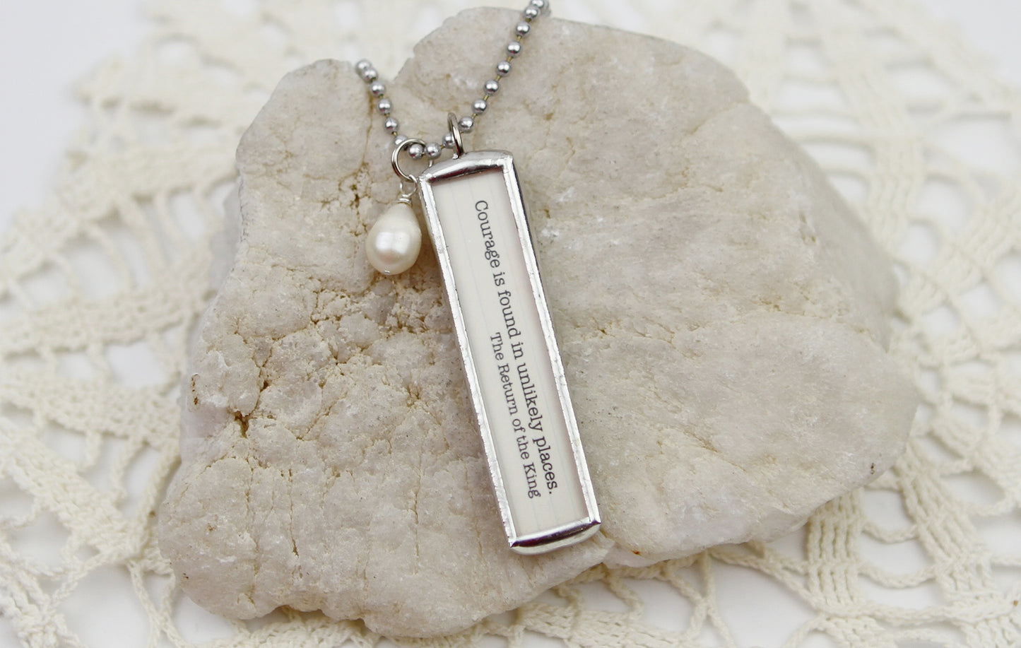 Tolkein Courage Book Quote Soldered Art Jewelry Charm or Necklace