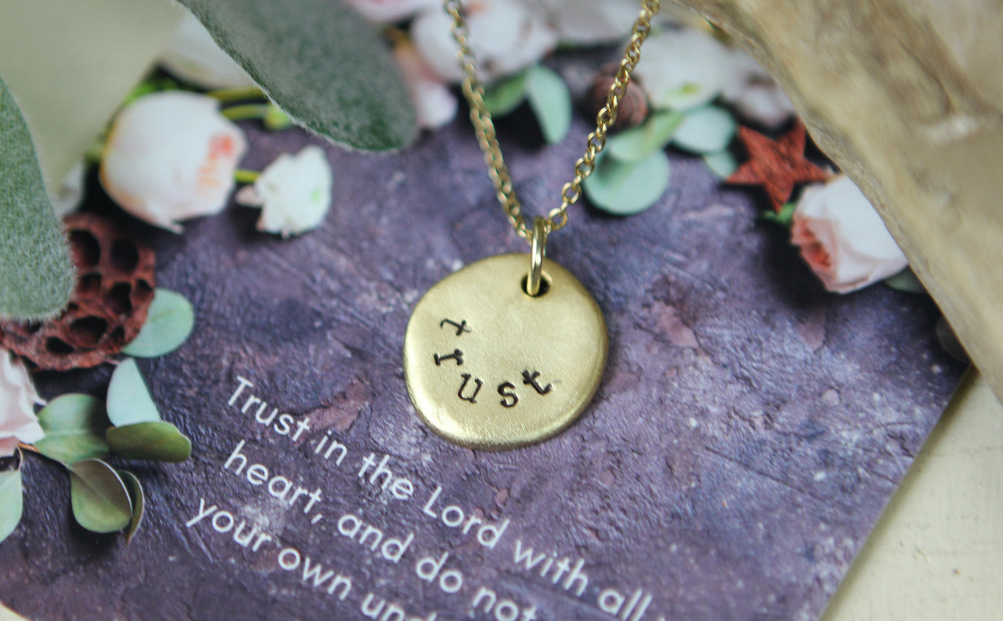 Trust Hand Stamped Scripture Necklace