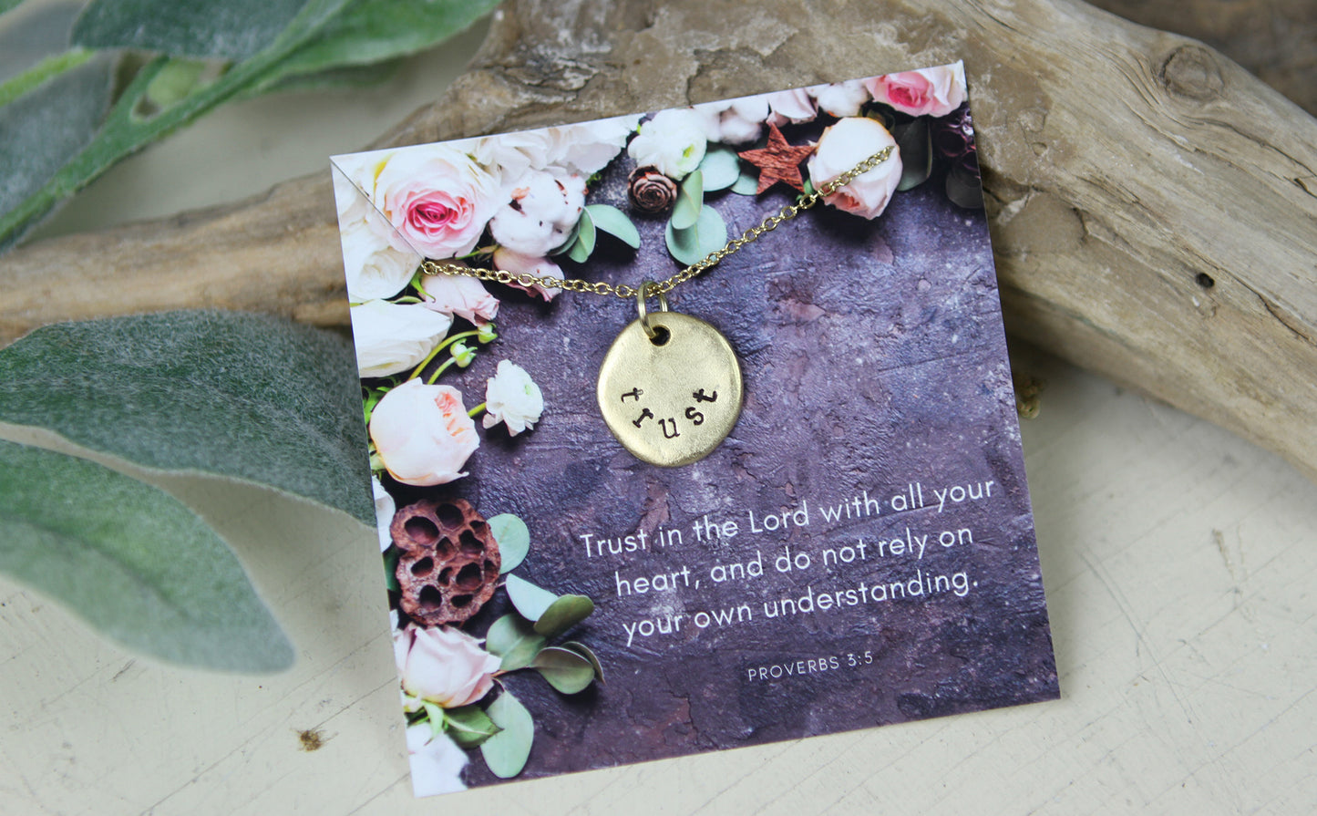 Trust Hand Stamped Scripture Necklace