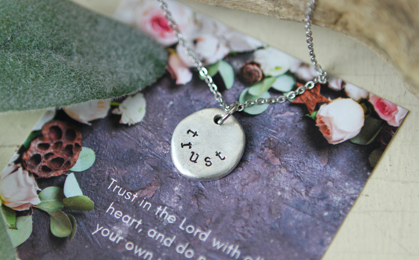 Trust Hand Stamped Scripture Necklace