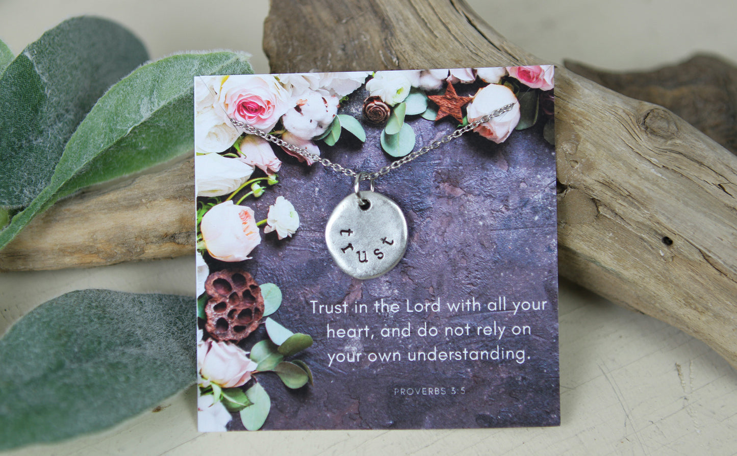 Trust Hand Stamped Scripture Necklace