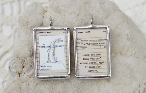 The Velveteen Rabbit Book Cover Quote Soldered Art Jewelry Charm or Necklace