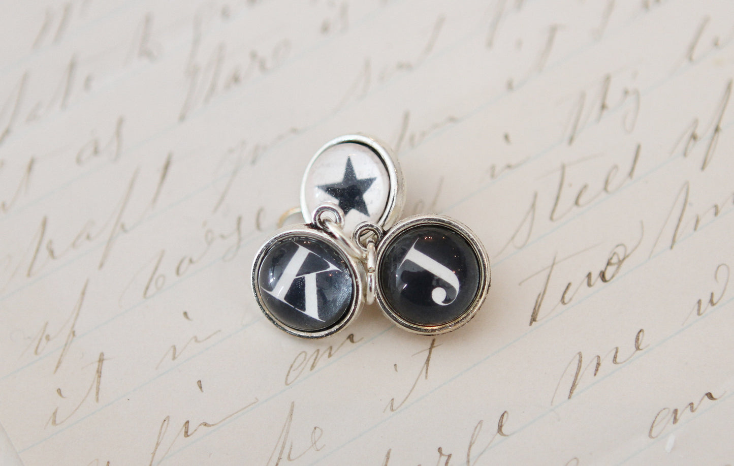 Tiny Black Initial Bubble Charm - Jennifer Dahl Designs