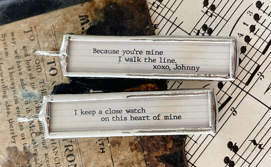 Johnny Cash Walk the Line Lyric Stick Soldered Art Jewelry Charm