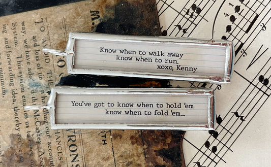 The Gambler Kenny Rogers Lyric Stick Soldered Art Jewelry Charm