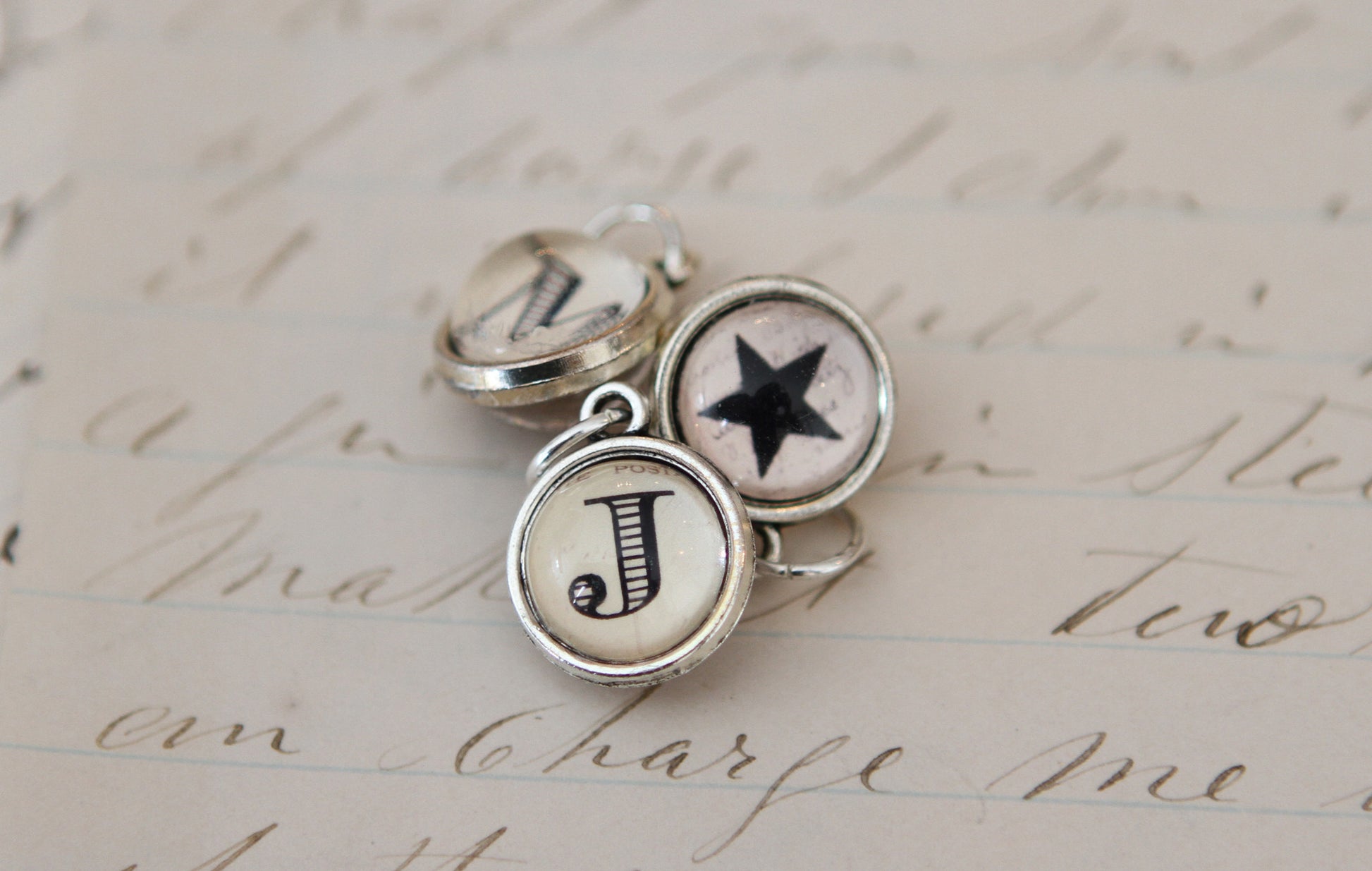 Tiny Cream Initial Bubble Charm - Jennifer Dahl Designs